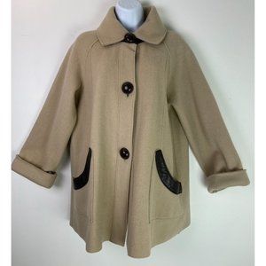 Jones New York Wool/Leather Ladies Cocoon Coat Size Large L